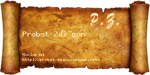 Probst Zágon névjegykártya
